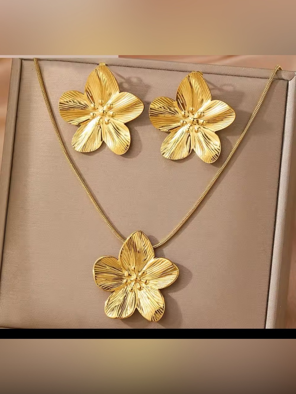 18k gold plated stainless steel necklace with earrings